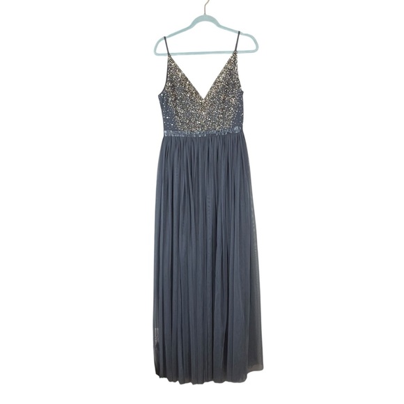 BHLDN Reception 1 Grey Sequin Bodice Tulle Gown Dress Size 10 NWT - Picture 4 of 15